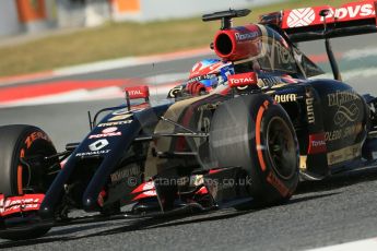 World © Octane Photographic Ltd. Friday 9th May 2014. Circuit de Catalunya - Spain - Formula 1 Practice 1 pitlane. Lotus F1 Team E22 - Romain Grosjean. Digital Ref: