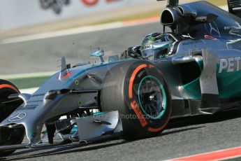 World © Octane Photographic Ltd. Friday 9th May 2014. Circuit de Catalunya - Spain - Formula 1 Practice 1 pitlane. Mercedes AMG Petronas F1 W05 Hybrid - Nico Rosberg. Digital Ref: