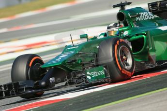 World © Octane Photographic Ltd. Friday 9th May 2014. Circuit de Catalunya - Spain - Formula 1 Practice 1 pitlane. Caterham F1 Team CT05 – Kamui Kobayashi. Digital Ref: