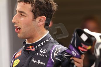 World © Octane Photographic Ltd. Friday 9th May 2014. Circuit de Catalunya - Spain - Formula 1 Practice 2 pitlane. Infiniti Red Bull Racing RB10 – Daniel Ricciardo. Digital Ref: