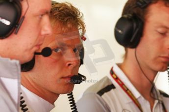 World © Octane Photographic Ltd. Friday 9th May 2014. Circuit de Catalunya - Spain - Formula 1 Practice 2 pitlane. McLaren Mercedes MP4/29 – Kevin Magnussen. Digital Ref: