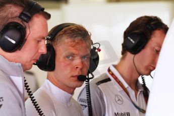 World © Octane Photographic Ltd. Friday 9th May 2014. Circuit de Catalunya - Spain - Formula 1 Practice 2 pitlane. McLaren Mercedes MP4/29 – Kevin Magnussen. Digital Ref: