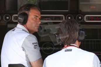 World © Octane Photographic Ltd. Friday 9th May 2014. Circuit de Catalunya - Spain - Formula 1 Practice 2 pitlane. McLaren Mercedes. Digital Ref:
