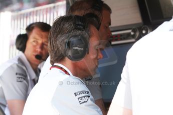 World © Octane Photographic Ltd. Friday 9th May 2014. Circuit de Catalunya - Spain - Formula 1 Practice 2 pitlane. McLaren Mercedes - Sam Michael. Digital Ref: