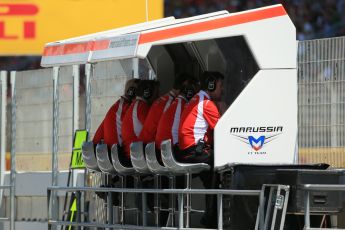 World © Octane Photographic Ltd. Friday 9th May 2014. Circuit de Catalunya - Spain - Formula 1 Practice 2 pitlane. Marussia F1 Team. Digital Ref: