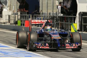 World © Octane Photographic Ltd. Friday 9th May 2014. Circuit de Catalunya - Spain - Formula 1 Practice 2 pitlane. Scuderia Toro Rosso STR9 - Jean-Eric Vergne. Digital Ref: