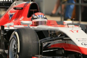 World © Octane Photographic Ltd. Friday 9th May 2014. Circuit de Catalunya - Spain - Formula 1 Practice 2 pitlane. Marussia F1 Team MR03 - Jules Bianchi. Digital Ref: