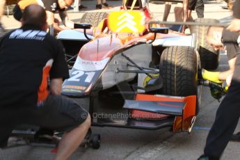 World © Octane Photographic Ltd. Friday 9th May 2014. GP2 Practice – Circuit de Catalunya, Barcelona, Spain. Tio Ellinas - MP Motorsport - pitstop practice. Digital Ref :0927cb7d8662