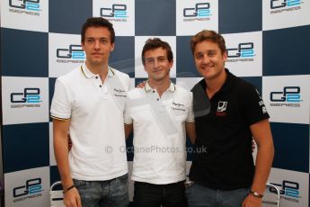 World © Octane Photographic Ltd. Friday 9th May 2014. GP2 Qualifying Press Conference – Circuit de Catalunya, Barcelona, Spain. Stephane Richelmi (1st), Jolyon Palmer (2nd) - DAMS and Stefano Coletti (3rd) - Racing Engineering – Digital Ref :