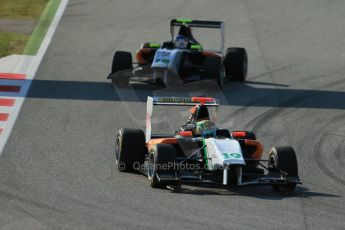 World © Octane Photographic Ltd. Friday 9th May 2014. GP3 Practice – Circuit de Catalunya, Barcelona, Spain. Beitske Visser and Nelson Mason - Hilmer Motorsport. Digital Ref :
