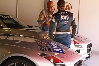 World © Octane Photographic Ltd. Friday 9th May 2014. Circuit de Catalunya – Barcelona, Spain. F1 Practice 1Pitlane - Mercedes SLS AMG Safety Car with Dr.Ian Roberts. Digital Ref :