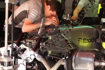 World © Octane Photographic Ltd. Friday 9th May 2014. Circuit de Catalunya - Spain - Formula 1 Practice 1 pitlane. Mercedes AMG Petronas F1 W05 Hybrid. Digital Ref: