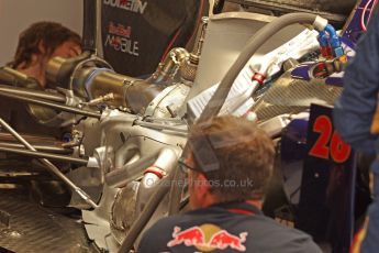 World © Octane Photographic Ltd. Friday 9th May 2014. Circuit de Catalunya - Spain - Formula 1 Practice 1 pitlane. Scuderia Toro Rosso STR9. Digital Ref: