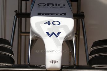 World © Octane Photographic Ltd. Friday 9th May 2014. Circuit de Catalunya - Spain - Formula 1 Practice 1 pitlane. Williams Martini Racing FW36 - Felipe Nasr. Digital Ref: