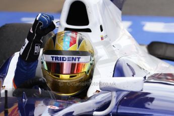 World © Octane Photographic Ltd. Saturday 10th May 2014. GP2 Race 1 Parc Ferme – Circuit de Catalunya, Barcelona, Spain. Johnny Cecotto - Trident (1st). Digital Ref :