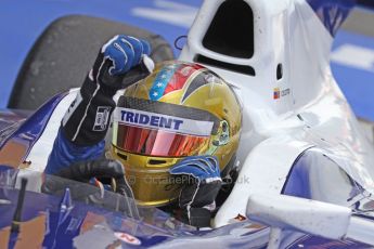 World © Octane Photographic Ltd. Saturday 10th May 2014. GP2 Race 1 Parc Ferme – Circuit de Catalunya, Barcelona, Spain. Johnny Cecotto - Trident (1st). Digital Ref :