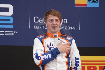 World © Octane Photographic Ltd. Saturday 10th May 2014. GP2 Race 1 Podium – Circuit de Catalunya, Barcelona, Spain. Johnny Cecotto - Trident (1st). Digital Ref :