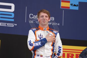 World © Octane Photographic Ltd. Saturday 10th May 2014. GP2 Race 1 Podium – Circuit de Catalunya, Barcelona, Spain. Johnny Cecotto - Trident (1st). Digital Ref :