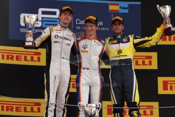 World © Octane Photographic Ltd. Saturday 10th May 2014. GP2 Race 1 Podium – Circuit de Catalunya, Barcelona, Spain. Johnny Cecotto - Trident (1st), Jolyon Palmer - DAMS (2nd) and Felipe Nasr - Carlin (3rd). Digital Ref :