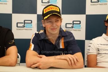 World © Octane Photographic Ltd. Saturday 10th May 2014. GP2 Race 1 Press conference – Circuit de Catalunya, Barcelona, Spain. Johnny Cecotto - Trident (1st). Digital Ref :