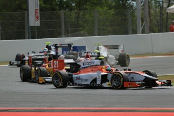 World © Octane Photographic Ltd. Saturday 10th May 2014. GP2 Race 1 – Circuit de Catalunya, Barcelona, Spain. Tio Ellinas - MP Motorsport and Raffaele Marciello - Racing Engineering. Digital Ref :