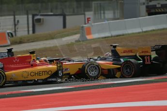 World © Octane Photographic Ltd. Saturday 10th May 2014. GP2 Race 1 – Circuit de Catalunya, Barcelona, Spain. Daniel Abt - Hilmer Motorsport and Raffaele Marciello - Racing Engineering. Digital Ref: