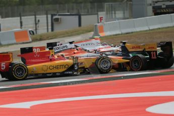 World © Octane Photographic Ltd. Saturday 10th May 2014. GP2 Race 1 – Circuit de Catalunya, Barcelona, Spain. Daniel Abt - Hilmer Motorsport and Raffaele Marciello - Racing Engineering. Digital Ref: