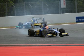 World © Octane Photographic Ltd. Saturday 10th May 2014. GP2 Race 1 – Circuit de Catalunya, Barcelona, Spain. Felipe Nasr and Julian Leal - Carlin. Digital Ref :