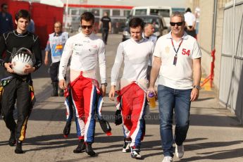 World © Octane Photographic Ltd. Saturday 10th May 2014. GP3 Qualifying – Circuit de Catalunya, Barcelona, Spain. Alex Fontana - ART Grand Prix and Robert Visoiu and Patric Niederhauser of Arden International. Digital Ref :