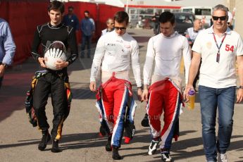 World © Octane Photographic Ltd. Saturday 10th May 2014. GP3 Qualifying – Circuit de Catalunya, Barcelona, Spain. Alex Fontana of ART Grand Prix and Patric Niederhauser and Robert Visoiu of Arden International. Digital Ref :
