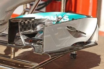 World © Octane Photographic Ltd. Saturday 10th May 2014. Circuit de Catalunya - Spain - Formula 1 Practice 3. Mercedes AMG Petronas F1 W05 Hybrid - Front wing details. Digital Ref: 0935cb7d9592
