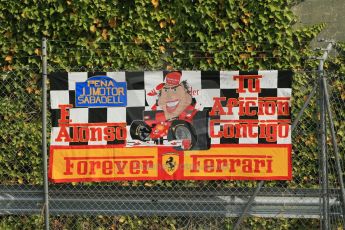 World © Octane Photographic Ltd. Saturday 10th May 2014. Circuit de Catalunya - Spain - Formula 1 Practice 3. Scuderia Ferrari F14T - Fernando Alonso fan banner. Digital Ref: 0935lb1d7086