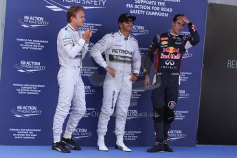 World © Octane Photographic Ltd. Saturday 10th May 2014. Circuit de Catalunya - Spain - Formula 1 Qualifying. Mercedes AMG Petronas F1 W05 Hybrid – Lewis Hamilton and Nico Rosberg and Infiniti Red Bull Racing RB10 – Daniel Ricciardo. Digital Ref: 0936cb7d9991