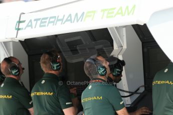 World © Octane Photographic Ltd. Friday 9th May 2014. Circuit de Catalunya – Barcelona, Spain. Formula 1 Qualifying. Cyril Abiteboul – Caterham on the pit wall . Digital Ref : 0936lb1d7997