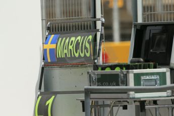 World © Octane Photographic Ltd. Saturday 10th May 2014. Circuit de Catalunya - Spain - Formula 1 Qualifying. Caterham F1 Team CT05 – Marcus Ericsson pit board. Digital Ref: 0936lb1d8046