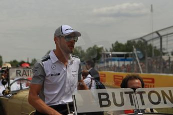 World © Octane Photographic Ltd. Sunday 11th May 2014. Circuit de Catalunya - Spain - Formula 1 Driver Parade. McLaren Mercedes MP4/29 - Jenson Button. Digital Ref: