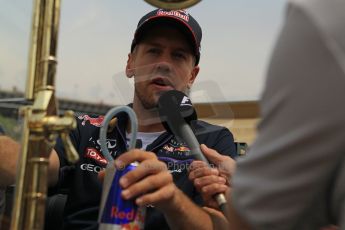 World © Octane Photographic Ltd. Sunday 11th May 2014. Circuit de Catalunya - Spain - Formula 1 Driver Parade. Infiniti Red Bull Racing RB10 - Sebastian Vettel. Digital Ref: