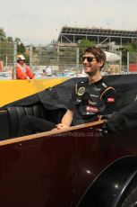World © Octane Photographic Ltd. Sunday 11th May 2014. Circuit de Catalunya - Spain - Formula 1 Driver Parade. Lotus F1 Team E22 - Romain Grosjean. Digital Ref: