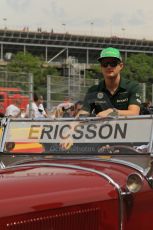 World © Octane Photographic Ltd. Sunday 11th May 2014. Circuit de Catalunya - Spain - Formula 1 Driver Parade. Caterham F1 Team CT05 – Marcus Ericsson. Digital Ref: