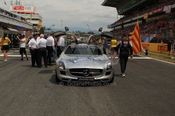 World © Octane Photographic Ltd. Sunday 11th May 2014. Circuit de Catalunya - Spain - Formula 1 Grid. Mercedes SLS AMG Safety car at the front of the F1 grid. Digital Ref: