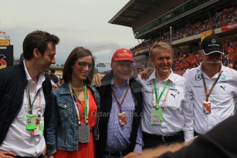 World © Octane Photographic Ltd. Sunday 11th May 2014. Circuit de Catalunya - Spain - Formula 1 Grid. Mercedes AMG Petronas Niki Lauda and Daimler AG CEO Dieter Zetsche. Digital Ref: