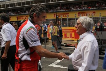 World © Octane Photographic Ltd. Sunday 11th May 2014. Circuit de Catalunya - Spain - Formula 1 Grid. Bernie Ecclestone and Scuderia Ferrari team boss Marco Mattiacci . Digital Ref: