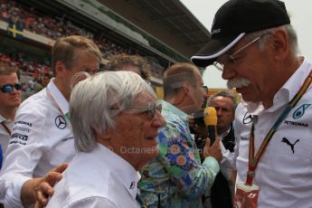 World © Octane Photographic Ltd. Sunday 11th May 2014. Circuit de Catalunya - Spain - Formula 1 Grid. Bernie Ecclestone and Daimler AG CEO Dieter Zetsche. Digital Ref: