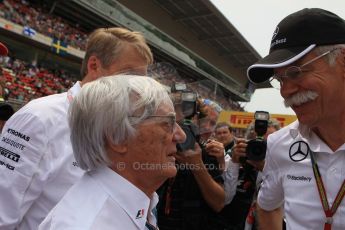 World © Octane Photographic Ltd. Sunday 11th May 2014. Circuit de Catalunya - Spain - Formula 1 Grid. Bernie Ecclestone and Daimler AG CEO Dieter Zetsche. Digital Ref: