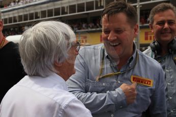 World © Octane Photographic Ltd. Sunday 11th May 2014. Circuit de Catalunya - Spain - Formula 1 Grid. Bernie Ecclestone and Pirelli - Paul Hembery. Digital Ref: