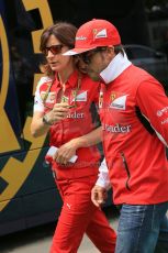 World © Octane Photographic Ltd. Sunday 11th May 2014. Circuit de Catalunya - Spain - Formula 1 Driver Parade. Scuderia Ferrari F14T - Fernando Alonso. Digital Ref: