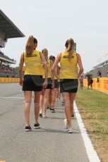 World © Octane Photographic Ltd. Sunday 11th May 2014. Circuit de Catalunya - Spain - Formula 1 Driver Parade. Pirelli Grid Girls. Digital Ref: