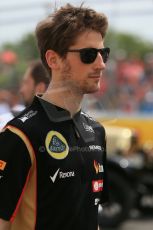 World © Octane Photographic Ltd. Sunday 11th May 2014. Circuit de Catalunya - Spain - Formula 1 Driver Parade. Lotus F1 Team E22 - Romain Grosjean. Digital Ref: