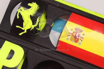 World © Octane Photographic Ltd. Sunday 11th May 2014. GP2 Race 2 – Circuit de Catalunya, Barcelona, Spain. Fernando Alonso Pit board. Digital Ref :
