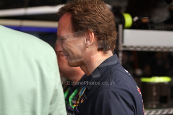 World © Octane Photographic Ltd. Sunday 11th May 2014. Circuit de Catalunya - Spain - Formula 1 Pitlane. Infiniti Red Bull Racing - Christian Horner and Dieter Mateschitz. Digital Ref: